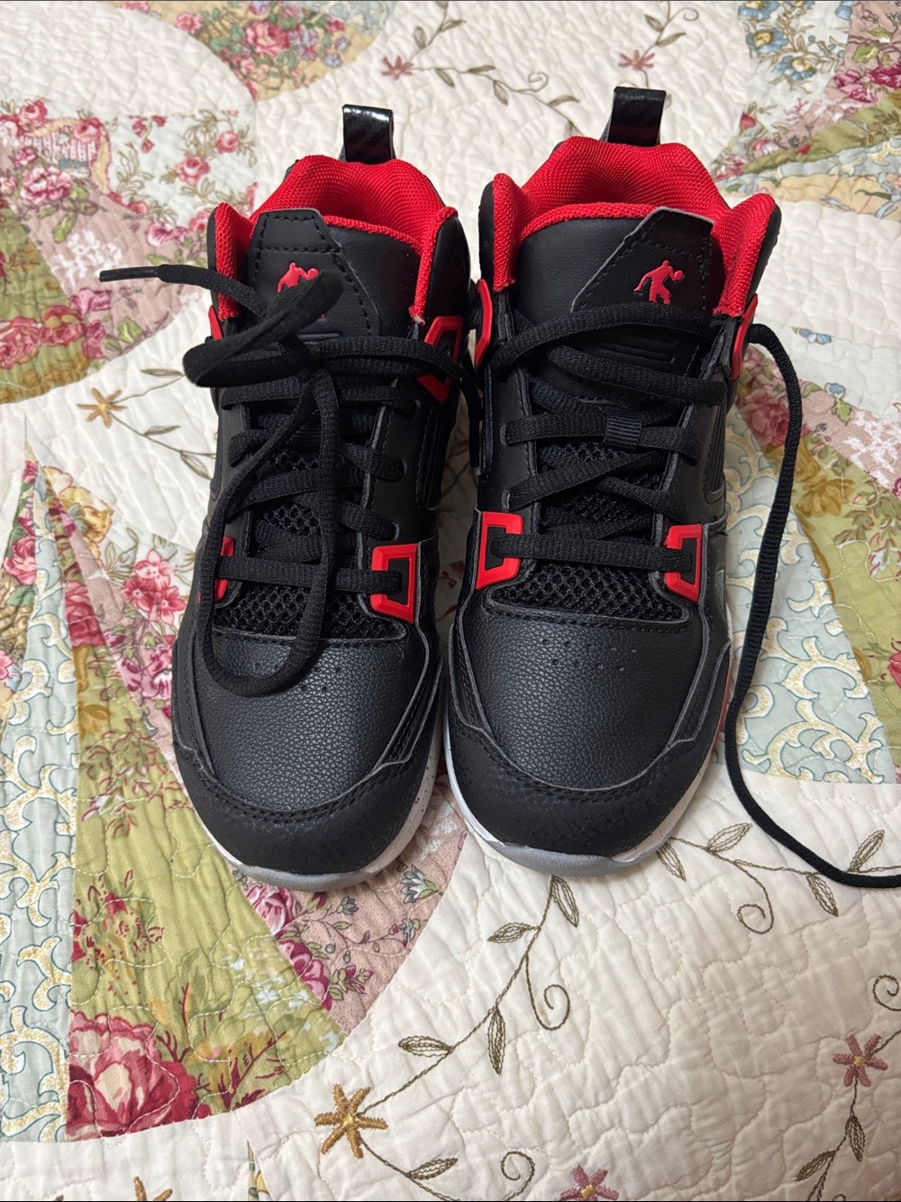 And1 Kids Black and Red High-Top Sneakers